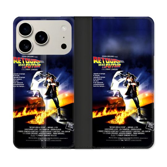 Housse cuir portefeuille Pour Iphone 17 Pro Retour Vers Le Futur Affiche