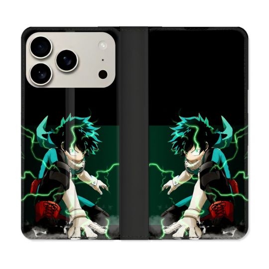 Housse cuir portefeuille Pour Iphone 17 Pro Max Manga My Hero Academia Deku