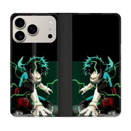 Housse cuir portefeuille Pour Iphone 17 Pro Max Manga My Hero Academia Deku