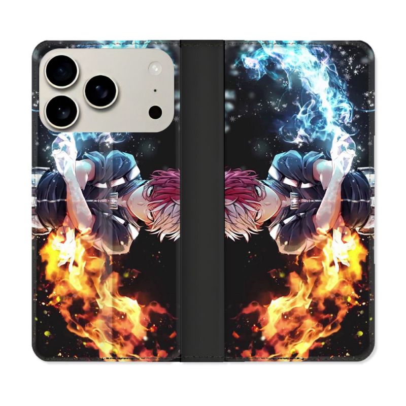 Housse cuir portefeuille Pour Iphone 17 Pro Max Manga My Hero Academia Shoto
