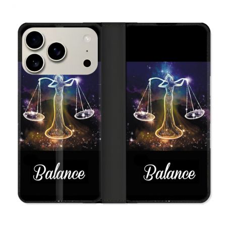 Housse cuir portefeuille Pour Iphone 17 Pro Signe Zodiaque 2 Balance