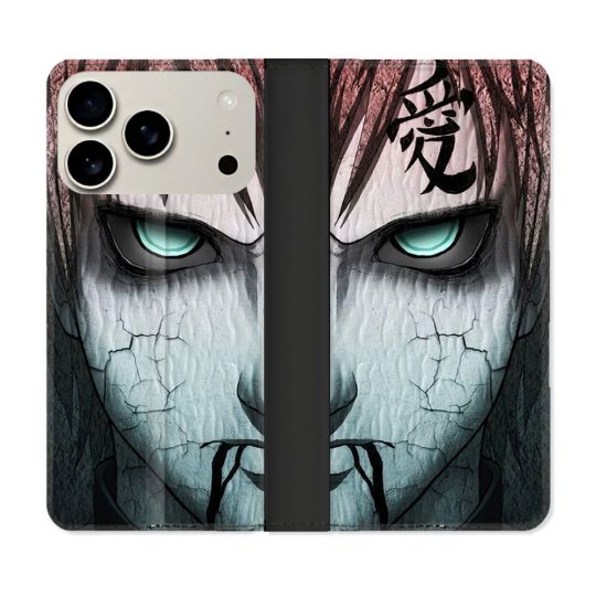 Housse cuir portefeuille Pour Iphone 17 Pro Max Manga Naruto Gaara