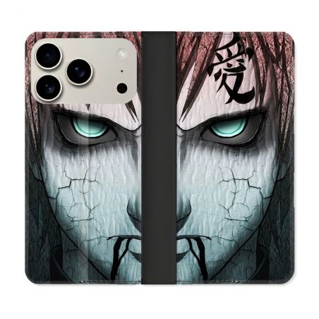 Housse cuir portefeuille Pour Iphone 17 Pro Max Manga Naruto Gaara