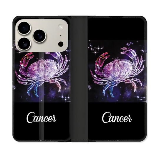 Housse cuir portefeuille Pour Iphone 17 Pro Signe Zodiaque 2 Cancer