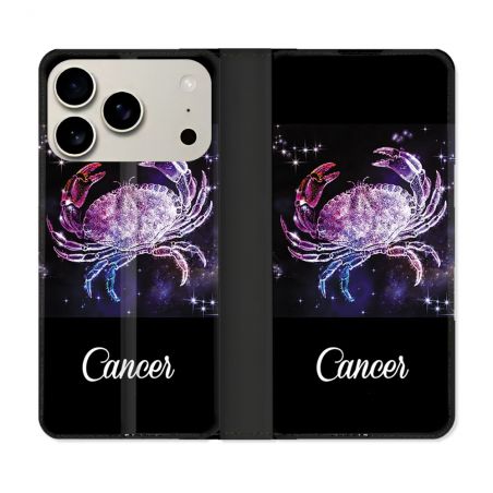 Housse cuir portefeuille Pour Iphone 17 Pro Signe Zodiaque 2 Cancer