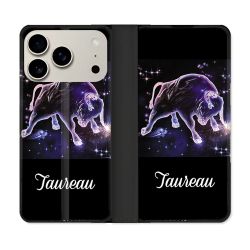 Housse cuir portefeuille Pour Iphone 17 Pro Signe Zodiaque 2 Taureau