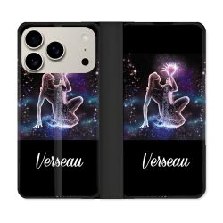 Housse cuir portefeuille Pour Iphone 17 Pro Signe Zodiaque 2 Verseau