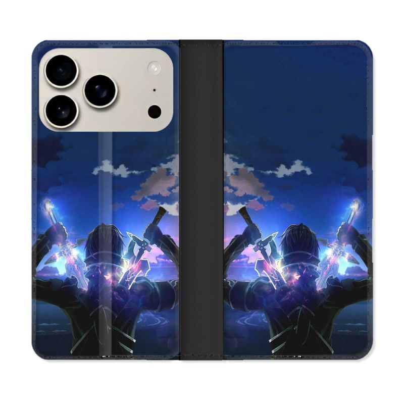Housse cuir portefeuille Pour Iphone 17 Pro Max Manga SAO sword Art Online Epee