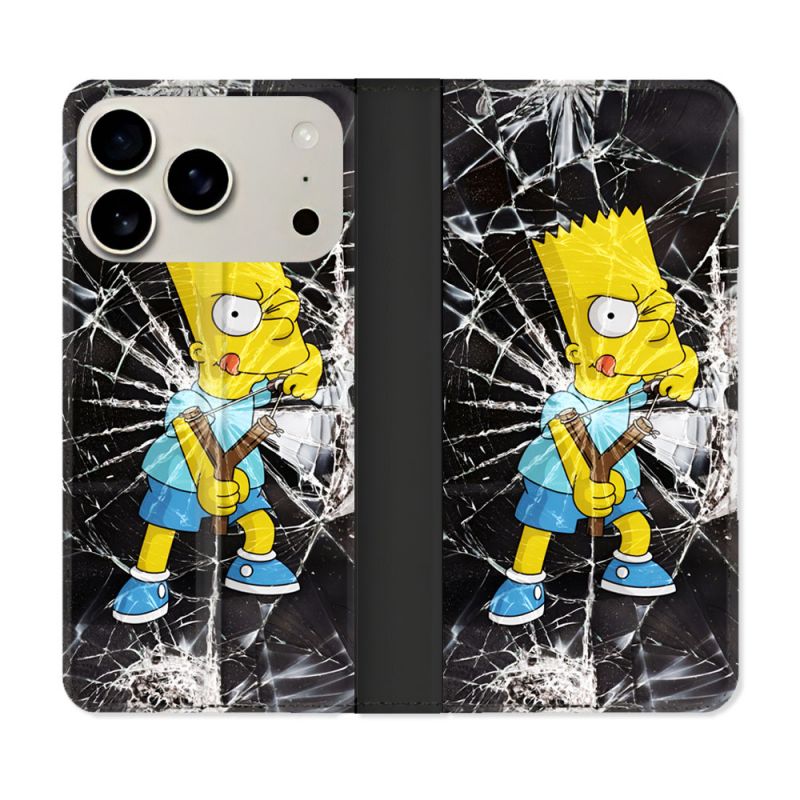 Housse cuir portefeuille Pour Iphone 17 Pro Simpson Bart