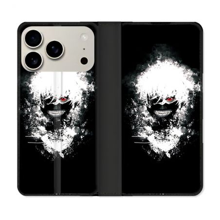 Housse cuir portefeuille Pour Iphone 17 Pro Max Manga Tokyo Ghoul Kaneki Tag