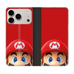 Housse cuir portefeuille Pour Iphone 17 Pro Max Mario Rouge