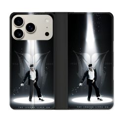 Housse cuir portefeuille Pour Iphone 17 Pro Max Michael Jackson Noir
