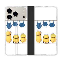 Housse cuir portefeuille Pour Iphone 17 Pro Max Minions Nus