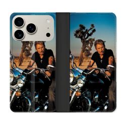 Housse cuir portefeuille Pour Iphone 17 Pro Max Musique Johnny Hallyday Moto
