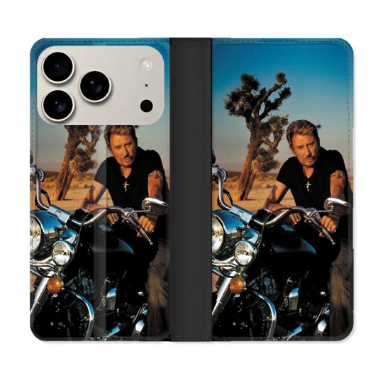 Housse cuir portefeuille Pour Iphone 17 Pro Max Musique Johnny Hallyday Moto