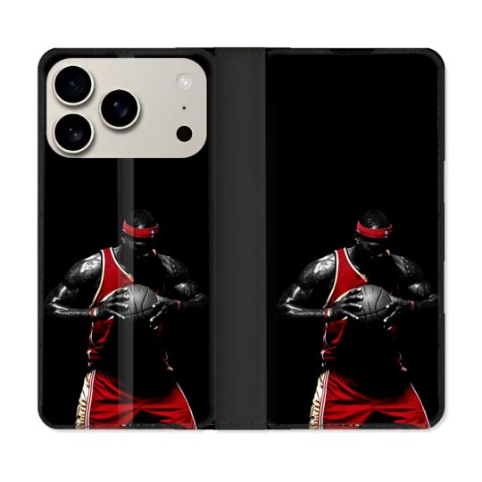 Housse cuir portefeuille Pour Iphone 17 Pro Sport Basketeur