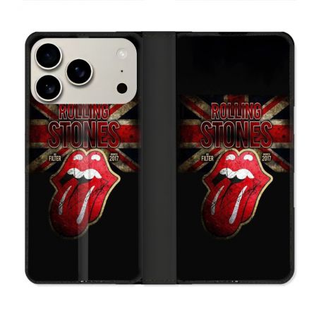 Housse cuir portefeuille Pour Iphone 17 Pro Max Musique Rolling Stones