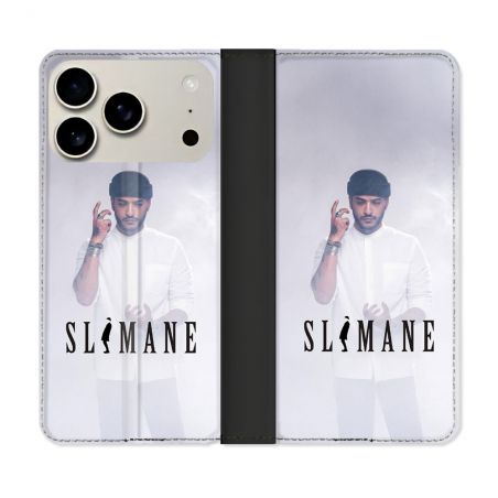 Housse cuir portefeuille Pour Iphone 17 Pro Max Musique Slimane Blanc