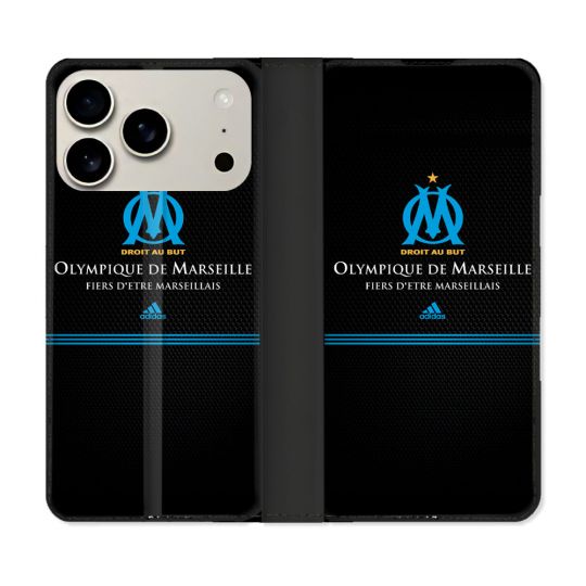 Housse cuir portefeuille Pour Iphone 17 Pro Max Olympique Marseille OM Fier etre Marseillais