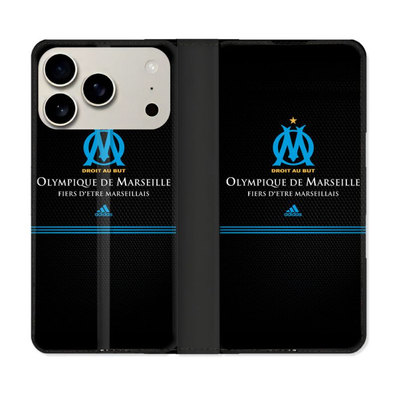 Housse cuir portefeuille Pour Iphone 17 Pro Max Olympique Marseille OM Fier etre Marseillais