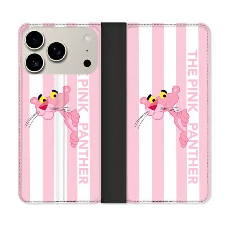 Housse cuir portefeuille Pour Iphone 17 Pro Max Panthere Rose