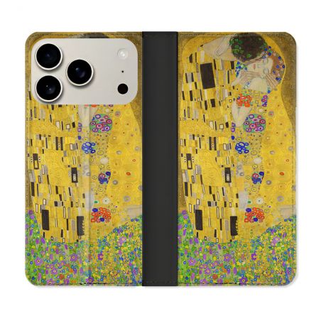 Housse cuir portefeuille Pour Iphone 17 Pro Max Peinture Le Baiser