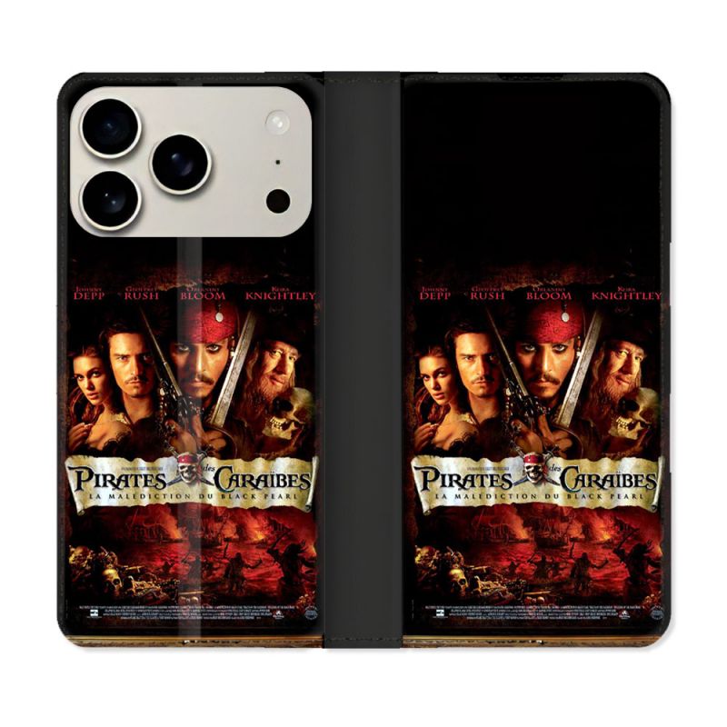 Housse cuir portefeuille Pour Iphone 17 Pro Max Pirate Des Caraibes