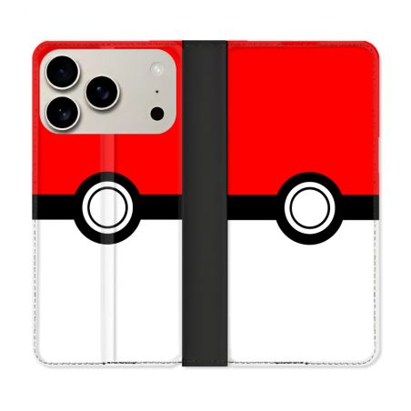 Housse cuir portefeuille Pour Iphone 17 Pro Max Pokemon Pokeball
