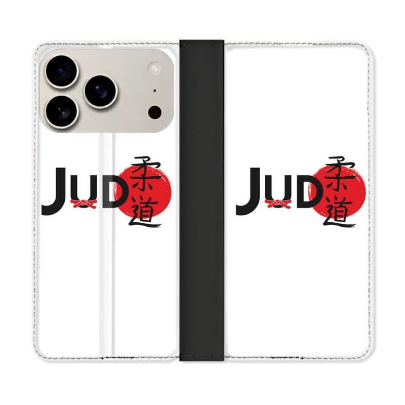Housse cuir portefeuille Pour Iphone 17 Pro Sport Judo Logo