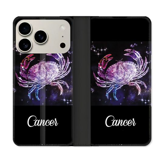 Housse cuir portefeuille Pour Iphone 17 Pro Max Signe Zodiaque 2 Cancer