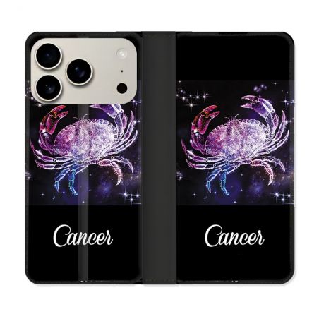 Housse cuir portefeuille Pour Iphone 17 Pro Max Signe Zodiaque 2 Cancer