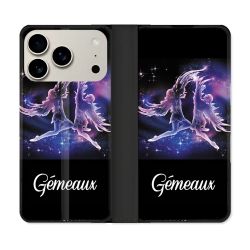 Housse cuir portefeuille Pour Iphone 17 Pro Max Signe Zodiaque 2 Gémeaux