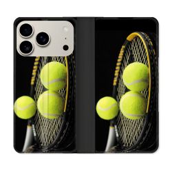 Housse cuir portefeuille Pour Iphone 17 Pro Sport Tennis Balls