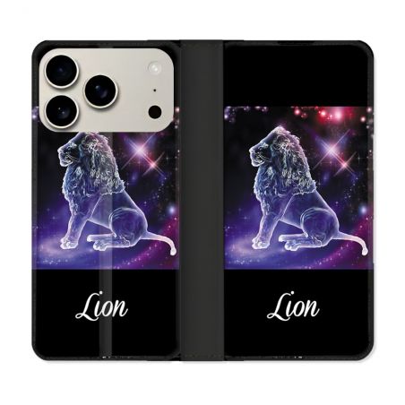 Housse cuir portefeuille Pour Iphone 17 Pro Max Signe Zodiaque 2 Lion