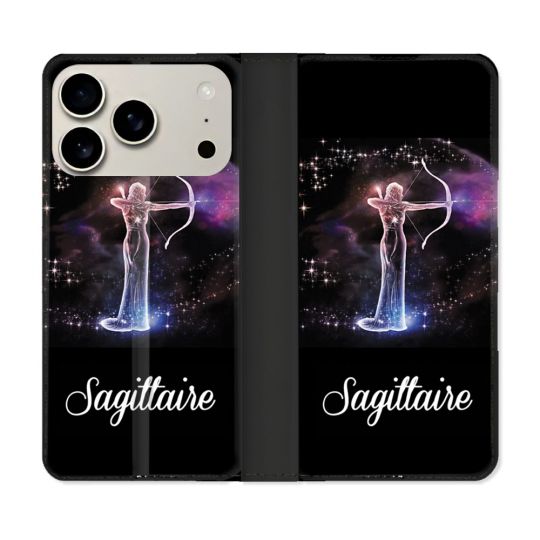 Housse cuir portefeuille Pour Iphone 17 Pro Max Signe Zodiaque 2 Sagittaire