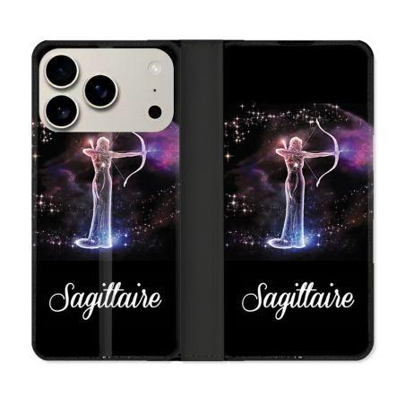 Housse cuir portefeuille Pour Iphone 17 Pro Max Signe Zodiaque 2 Sagittaire