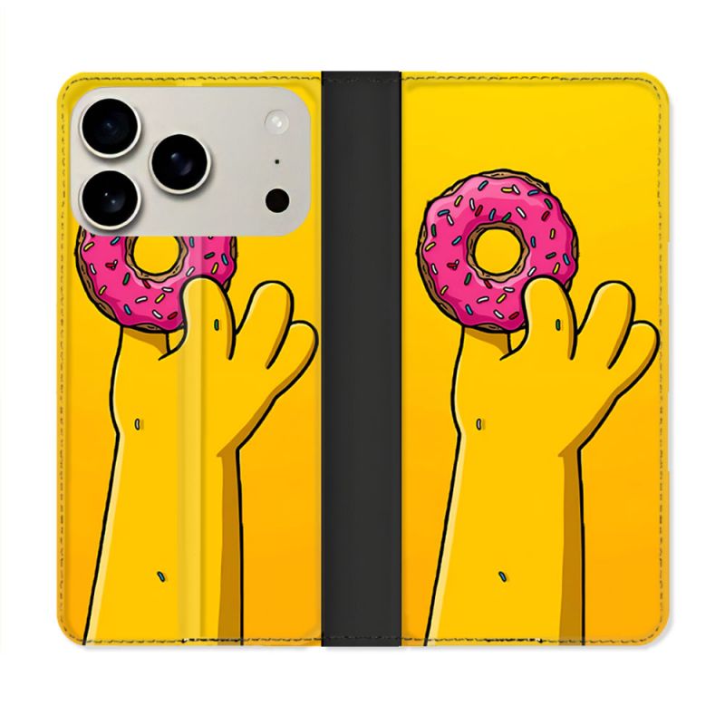 Housse cuir portefeuille Pour Iphone 17 Pro Max Simpson Donuts