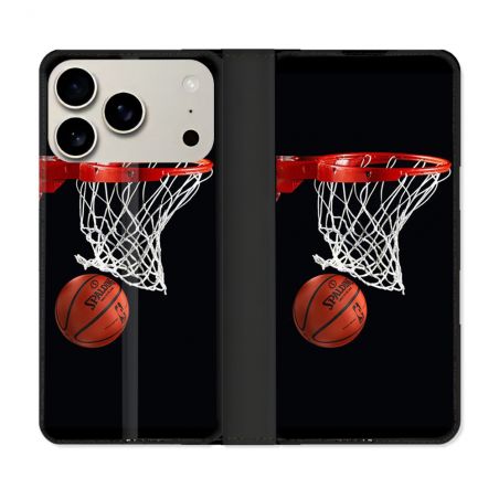Housse cuir portefeuille Pour Iphone 17 Pro Max Sport Basket Panier