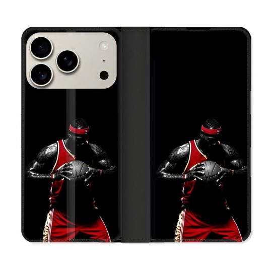 Housse cuir portefeuille Pour Iphone 17 Pro Max Sport Basketeur