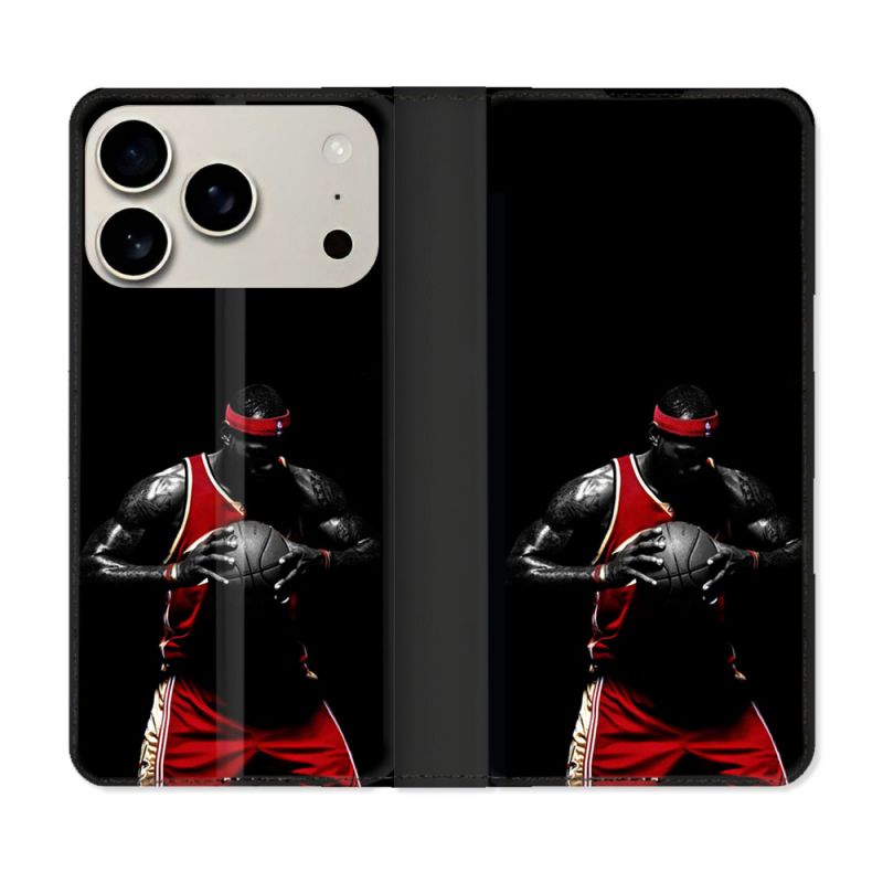 Housse cuir portefeuille Pour Iphone 17 Pro Max Sport Basketeur