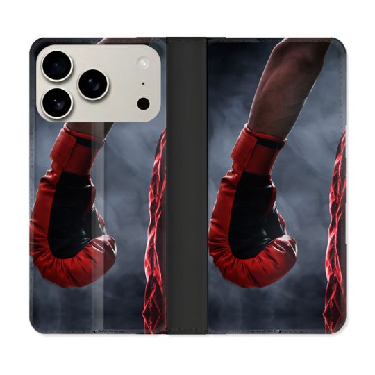 Housse cuir portefeuille Pour Iphone 17 Pro Max Sport Boxe Gant Rouge