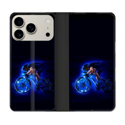 Housse cuir portefeuille Pour Iphone 17 Pro Max Sport Cyclisme Bleu