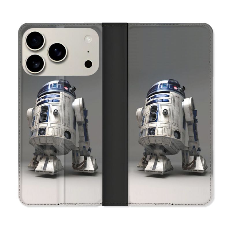 Housse cuir portefeuille Pour Iphone 17 Pro Star Wars - R2D2