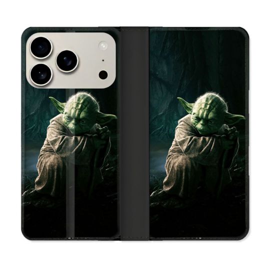 Housse cuir portefeuille Pour Iphone 17 Pro Star Wars - Yoda sombre