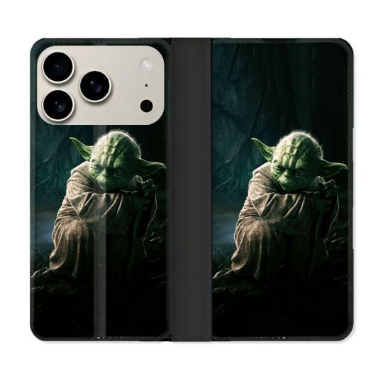 Housse cuir portefeuille Pour Iphone 17 Pro Max Star Wars - Yoda sombre