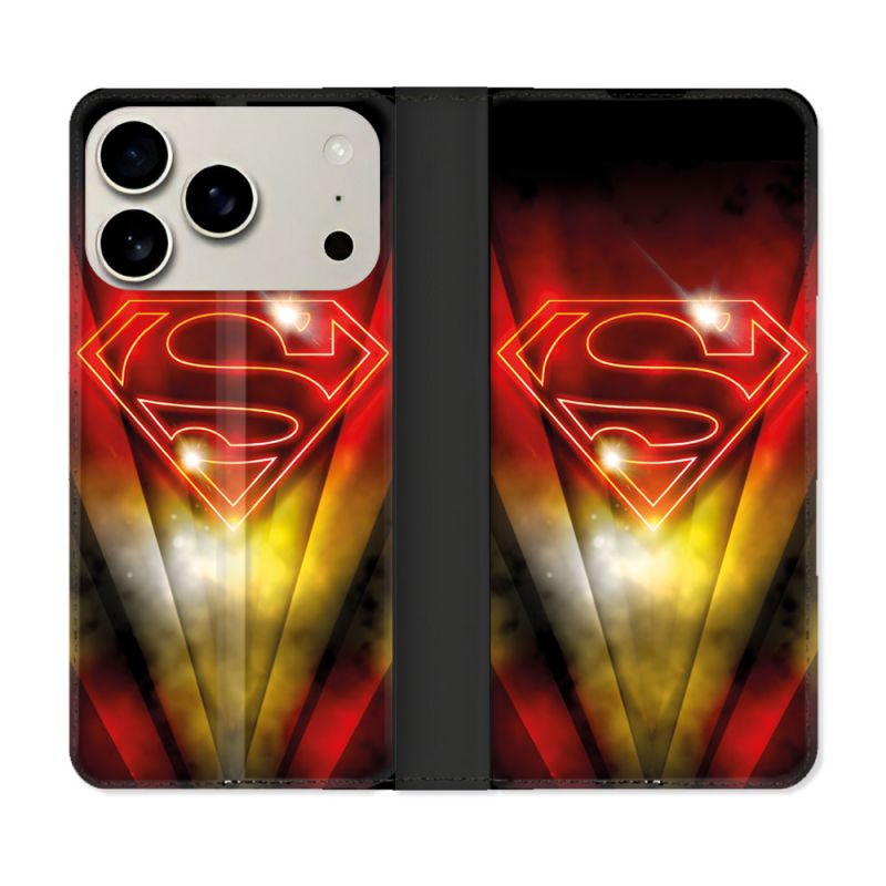 Housse cuir portefeuille Pour Iphone 17 Pro Superman Logo