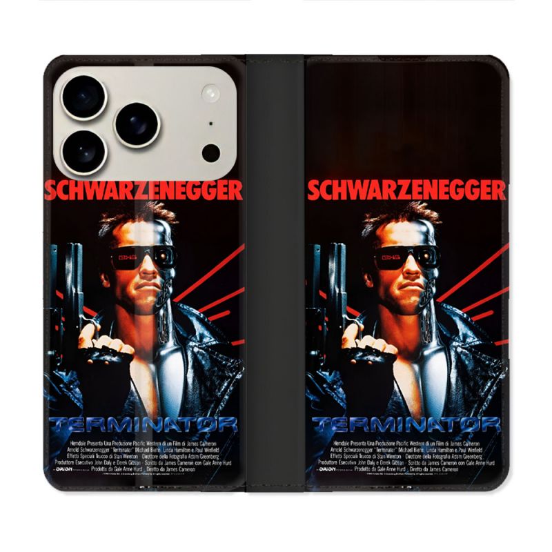 Housse cuir portefeuille Pour Iphone 17 Pro Terminator