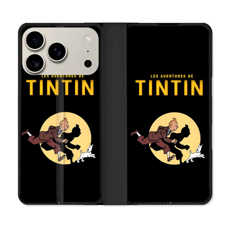 Housse cuir portefeuille Pour Iphone 17 Pro Max Tintin Classique