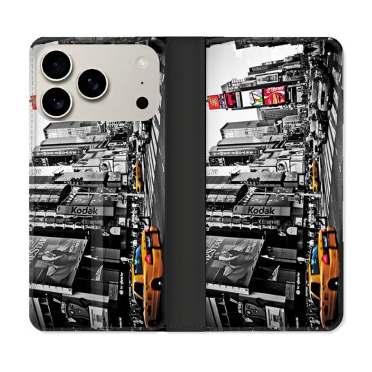 Housse cuir portefeuille Pour Iphone 17 Pro Max Voyage Amerique USA New York Taxi
