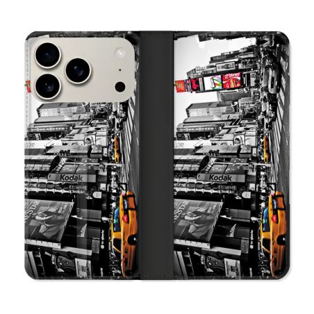 Housse cuir portefeuille Pour Iphone 17 Pro Max Voyage Amerique USA New York Taxi